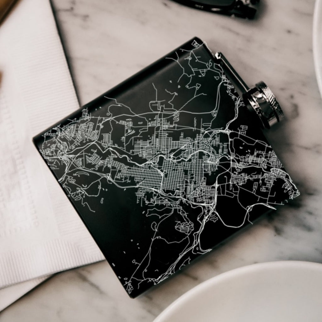 Scranton - Pennsylvania Map Hip Flask in Matte Black