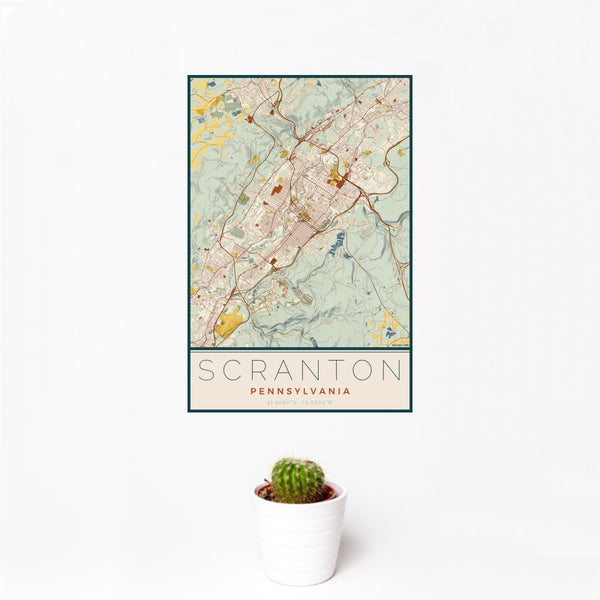 Scranton - Pennsylvania Map Print in Woodblock