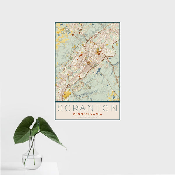 Scranton - Pennsylvania Map Print in Woodblock