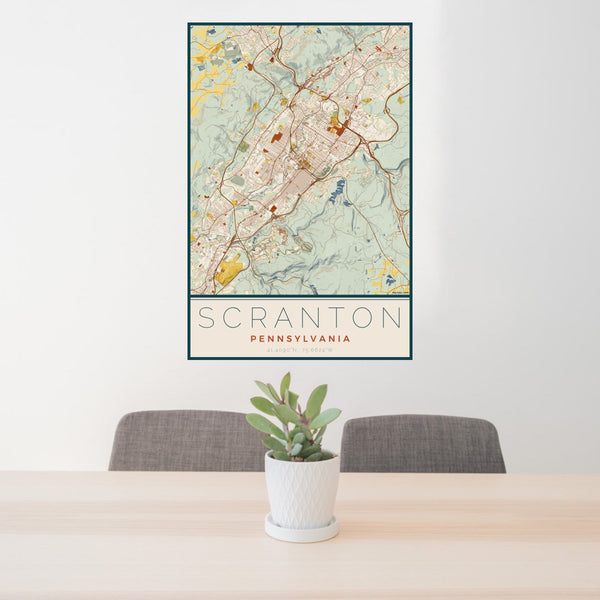 Scranton - Pennsylvania Map Print in Woodblock