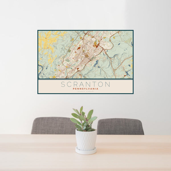 Scranton - Pennsylvania Map Print in Woodblock