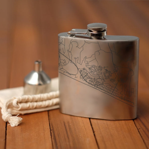 Seaside - Florida Map Hip Flask