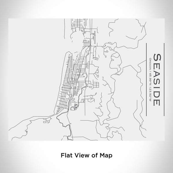 Rendered View of Seaside Oregon Map Engraving on 20oz Stainless Steel Insulated Bottle with Bamboo Top in White