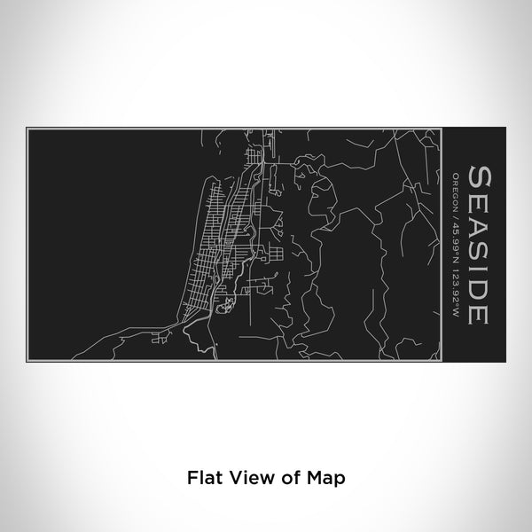 Rendered View of Seaside Oregon Map Engraving on 17oz Stainless Steel Insulated Cola Bottle in Black