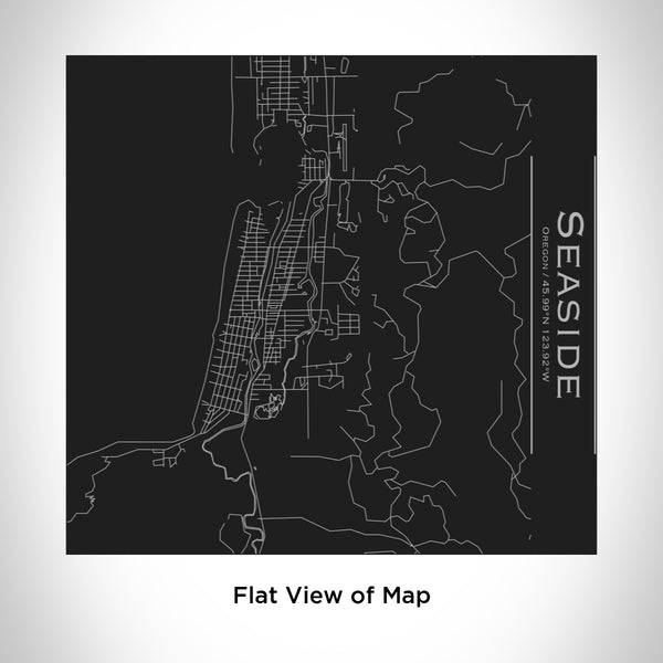 Rendered View of Seaside Oregon Map Engraving on 17oz Stainless Steel Insulated Tumbler in Black