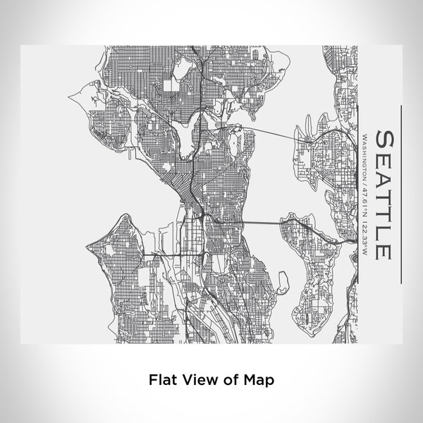 Rendered View of Seattle Washington Map Engraving on 20oz Stainless Steel Insulated Bottle with Bamboo Top in White