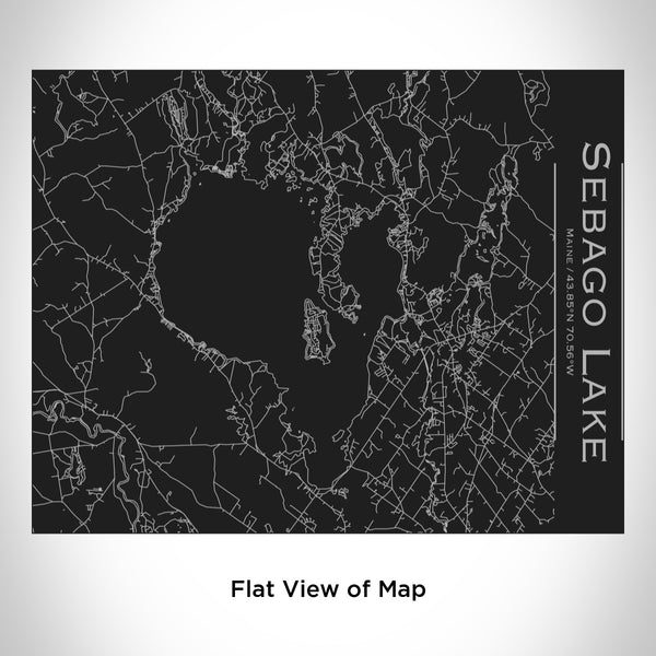 Rendered View of Sebago Lake Maine Map Engraving on 20oz Stainless Steel Insulated Bottle with Bamboo Top in Black