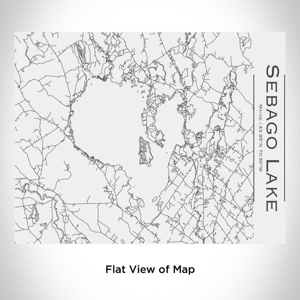 Rendered View of Sebago Lake Maine Map Engraving on 20oz Stainless Steel Insulated Bottle with Bamboo Top in White