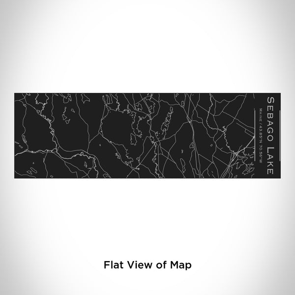Rendered View of Sebago Lake Maine Map Engraving on 10oz Stainless Steel Insulated Cup with Sliding Lid in Black