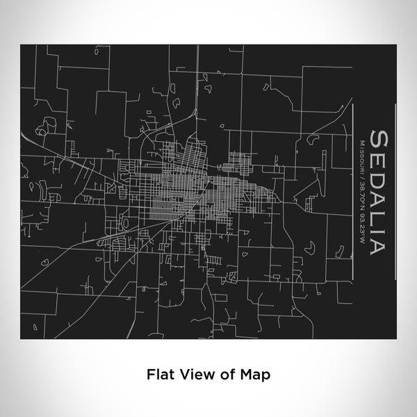 Rendered View of Sedalia Missouri Map Engraving on 20oz Stainless Steel Insulated Bottle with Bamboo Top in Black