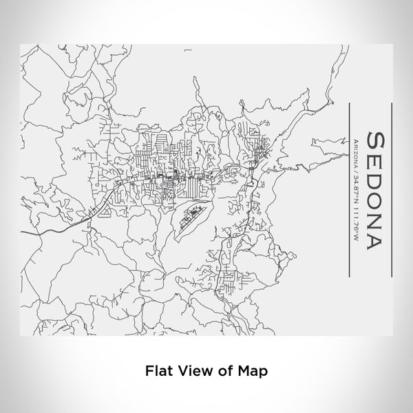 Rendered View of Sedona Arizona Map Engraving on 20oz Stainless Steel Insulated Bottle with Bamboo Top in White