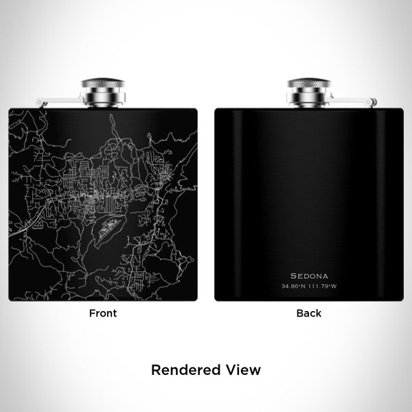 Sedona - Arizona Map Hip Flask in Matte Black