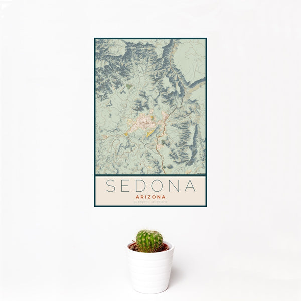 Sedona - Arizona Map Print in Woodblock