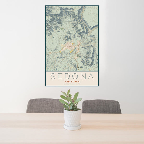 Sedona - Arizona Map Print in Woodblock