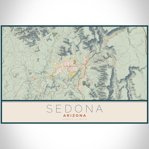 Sedona - Arizona Map Print in Woodblock