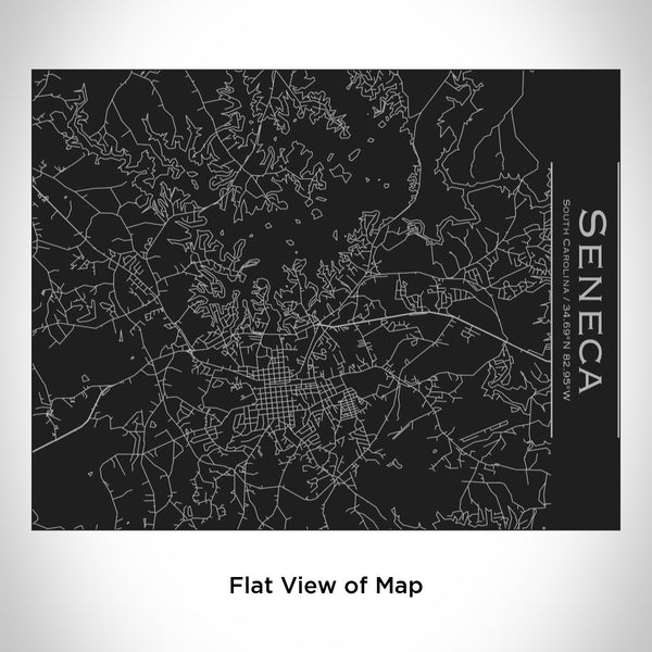 Rendered View of Seneca South Carolina Map Engraving on 20oz Stainless Steel Insulated Bottle with Bamboo Top in Black