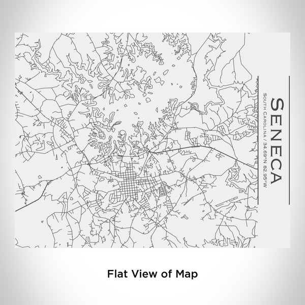 Rendered View of Seneca South Carolina Map Engraving on 20oz Stainless Steel Insulated Bottle with Bamboo Top in White