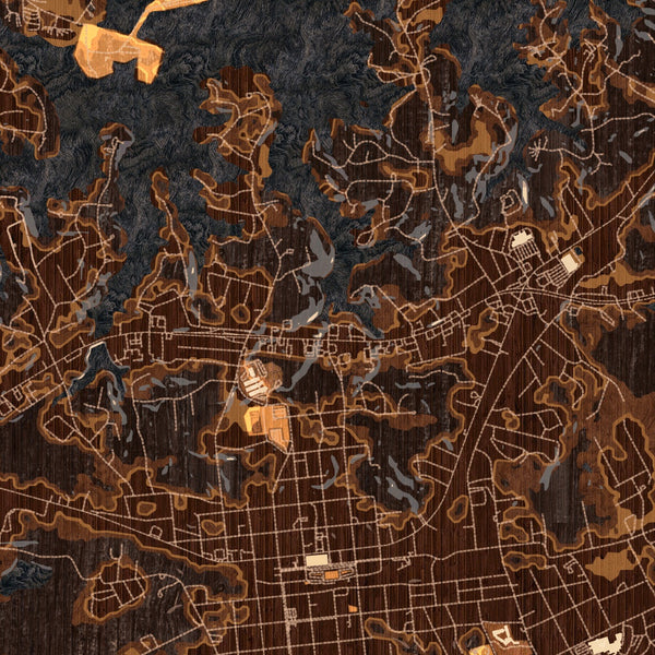 Seneca South Carolina Map Print in Ember Style Zoomed In Close Up Showing Details