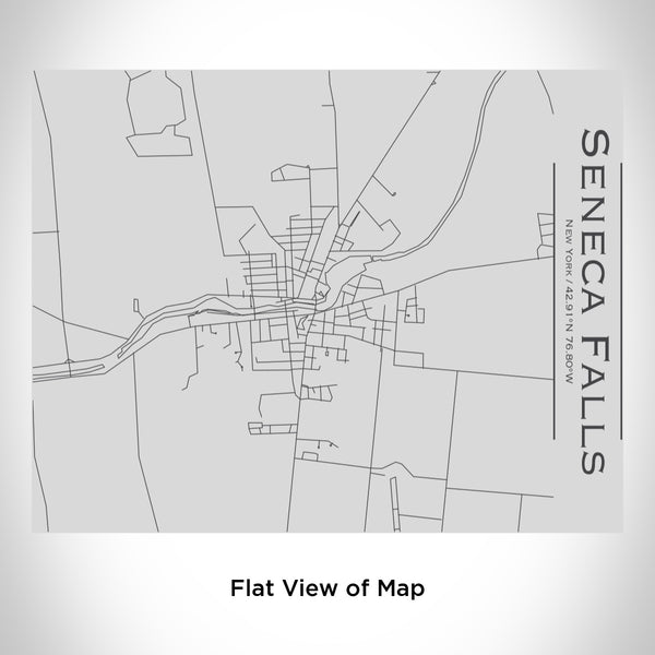 Rendered View of Seneca Falls New York Map Engraving on 20oz Stainless Steel Insulated Bottle with Bamboo Top