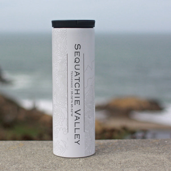 Sequatchie Valley Tennessee Custom Engraved City Map Inscription Coordinates on 17oz Stainless Steel Insulated Tumbler in White