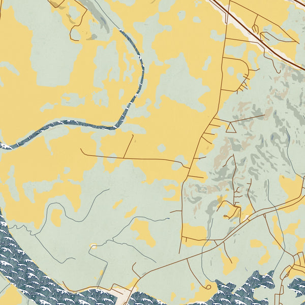 Sequatchie Valley Tennessee Map Print in Woodblock Style Zoomed In Close Up Showing Details