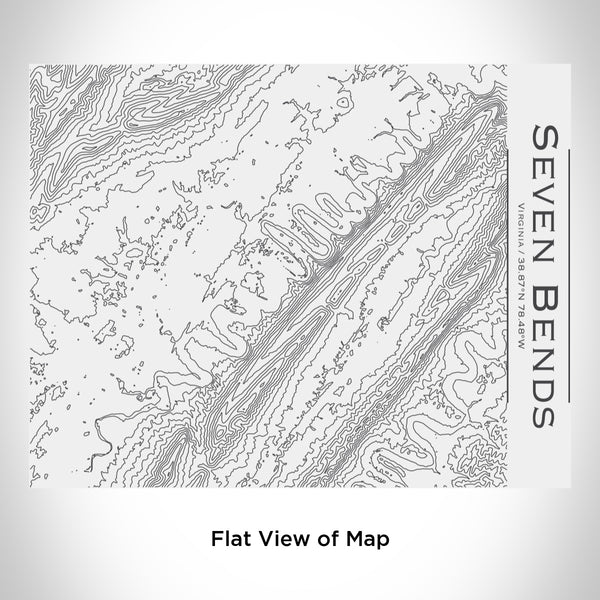 Rendered View of Seven Bends Virginia Map Engraving on 20oz Stainless Steel Insulated Bottle with Bamboo Top in White
