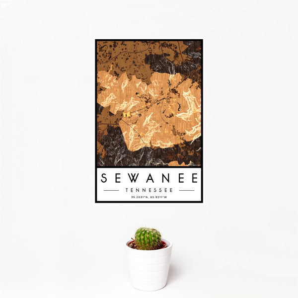 Sewanee - Tennessee Map Print in Ember
