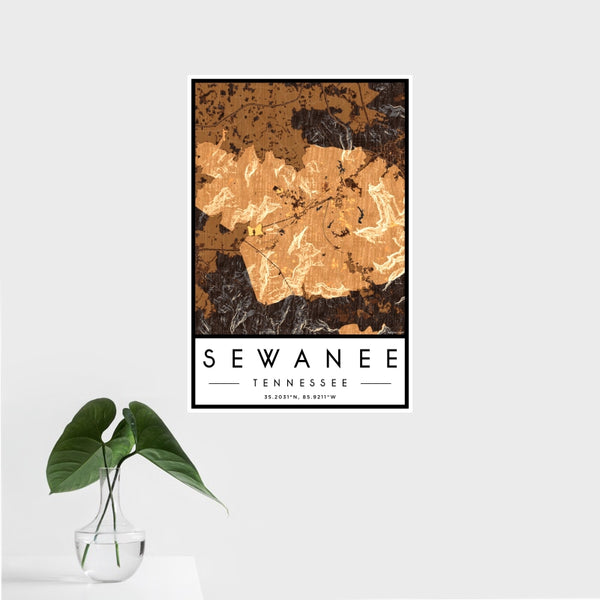 Sewanee - Tennessee Map Print in Ember