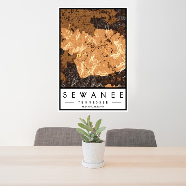 Sewanee - Tennessee Map Print in Ember