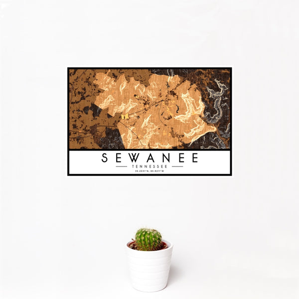 Sewanee - Tennessee Map Print in Ember