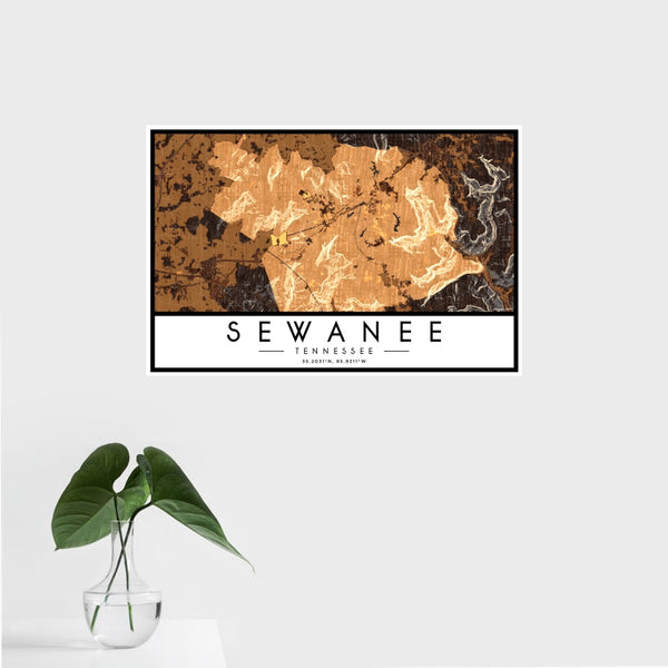 Sewanee - Tennessee Map Print in Ember