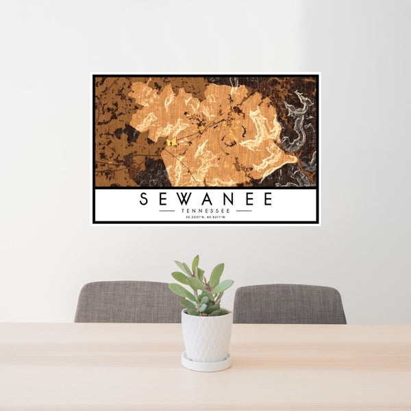 Sewanee - Tennessee Map Print in Ember
