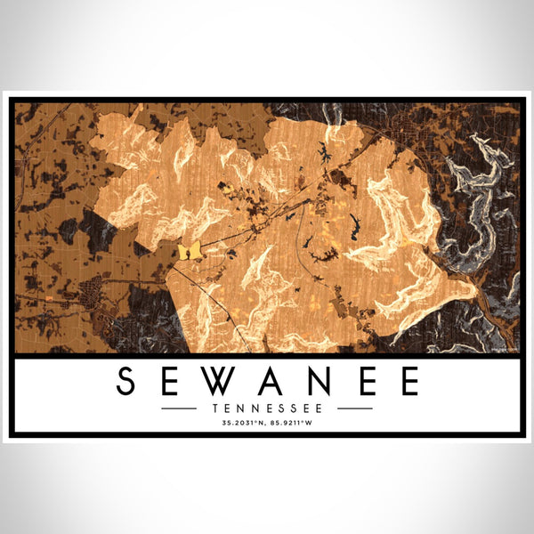 Sewanee - Tennessee Map Print in Ember
