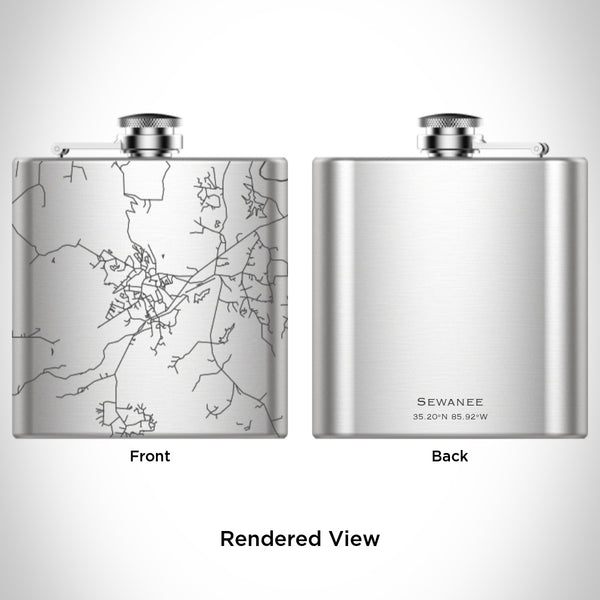 Sewanee - Tennessee Map Hip Flask