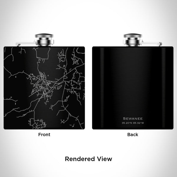 Sewanee - Tennessee Map Hip Flask in Matte Black