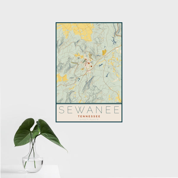 Sewanee - Tennessee Map Print in Woodblock