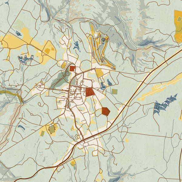 Sewanee - Tennessee Map Print in Woodblock