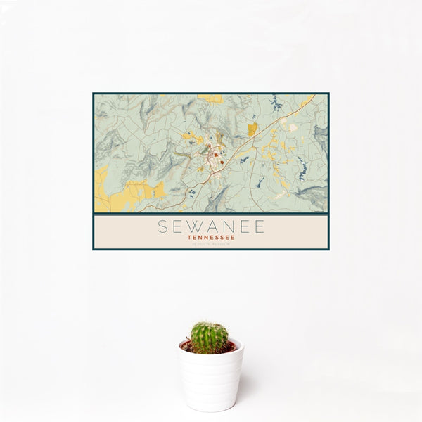 Sewanee - Tennessee Map Print in Woodblock