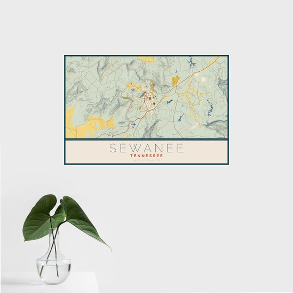 Sewanee - Tennessee Map Print in Woodblock