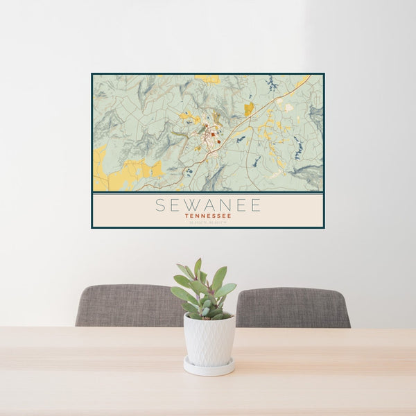 Sewanee - Tennessee Map Print in Woodblock