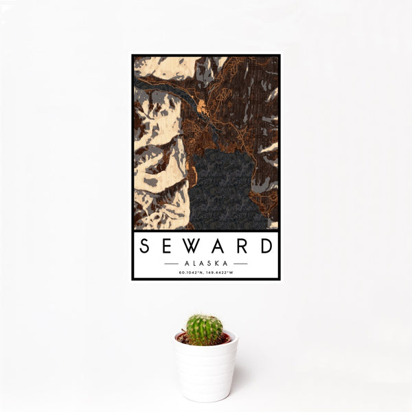 Seward - Alaska Map Print in Ember