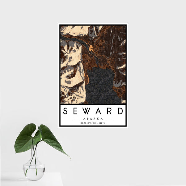 Seward - Alaska Map Print in Ember