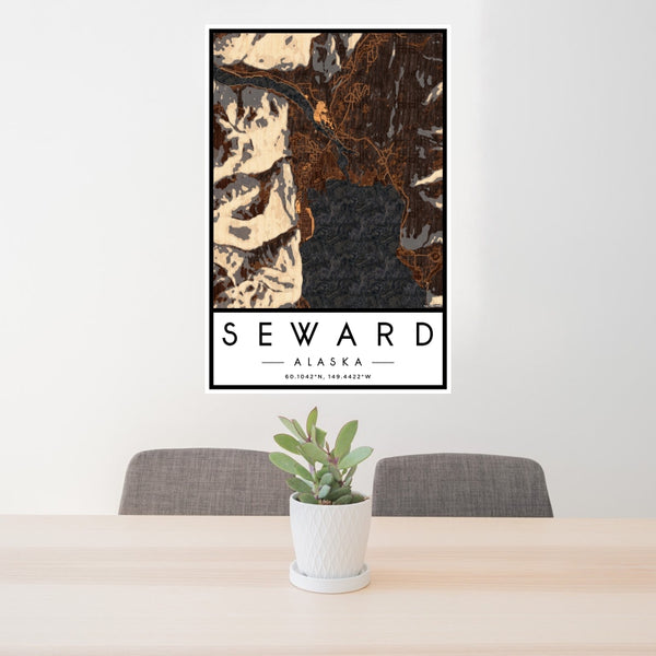 Seward - Alaska Map Print in Ember