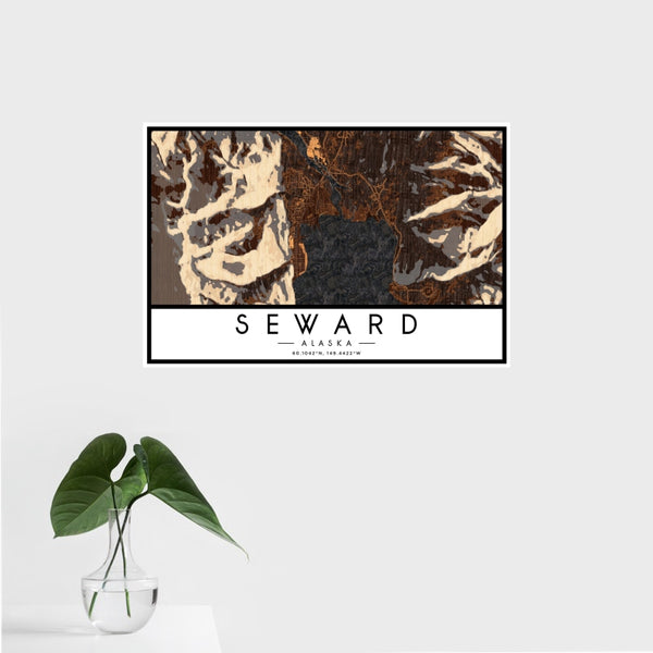 Seward - Alaska Map Print in Ember