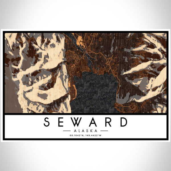 Seward - Alaska Map Print in Ember