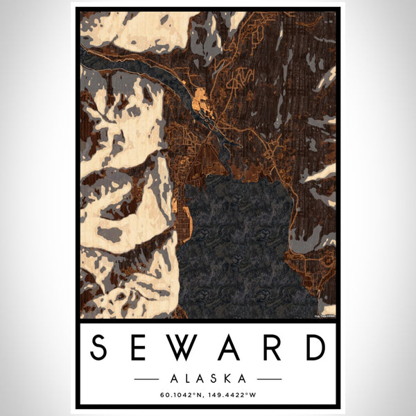 Seward - Alaska Map Print in Ember