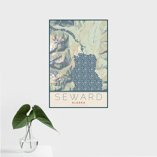 Seward - Alaska Map Print in Woodblock