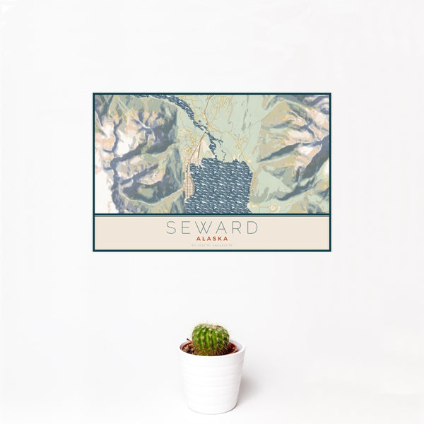 Seward - Alaska Map Print in Woodblock