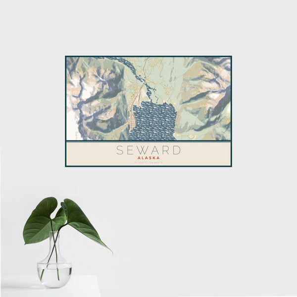 Seward - Alaska Map Print in Woodblock