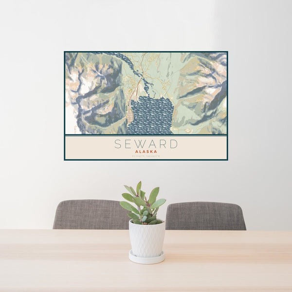 Seward - Alaska Map Print in Woodblock
